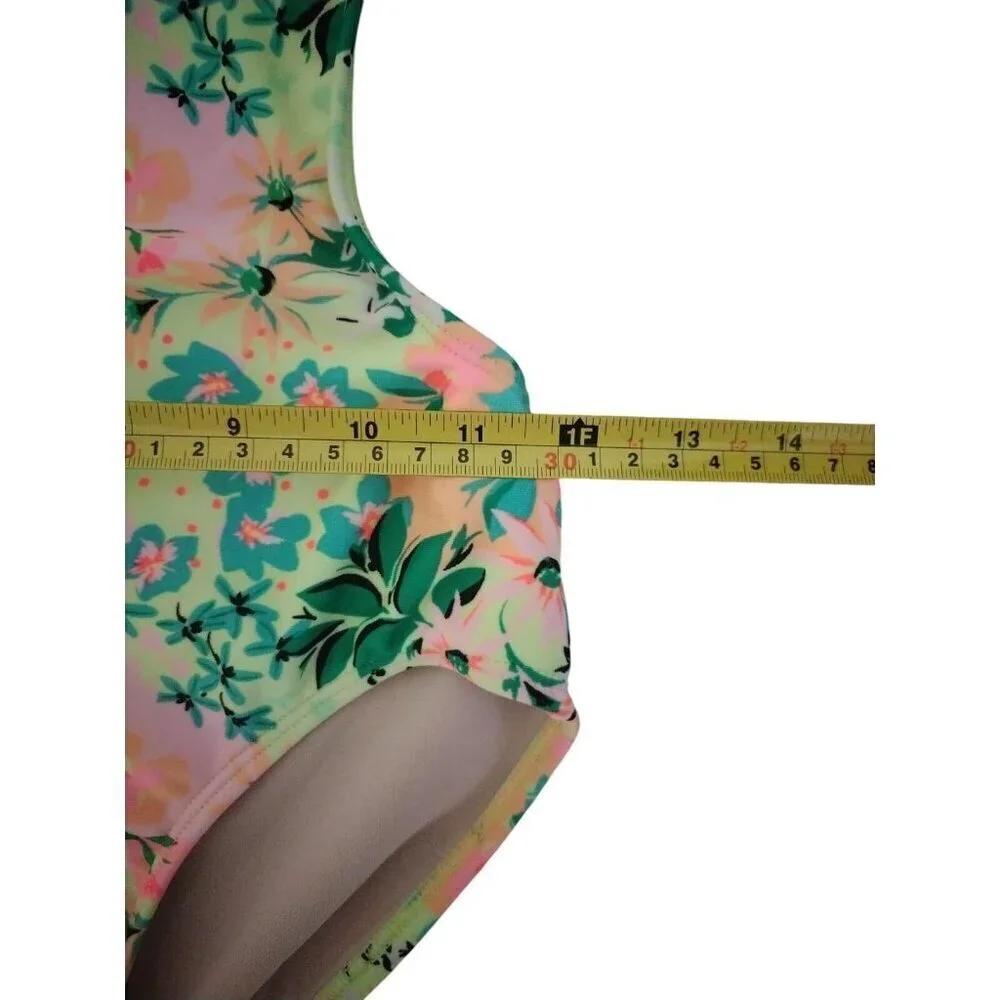 Art Class Girls Floral Print One Piece Swimsuit, Size L 10/12, NWT